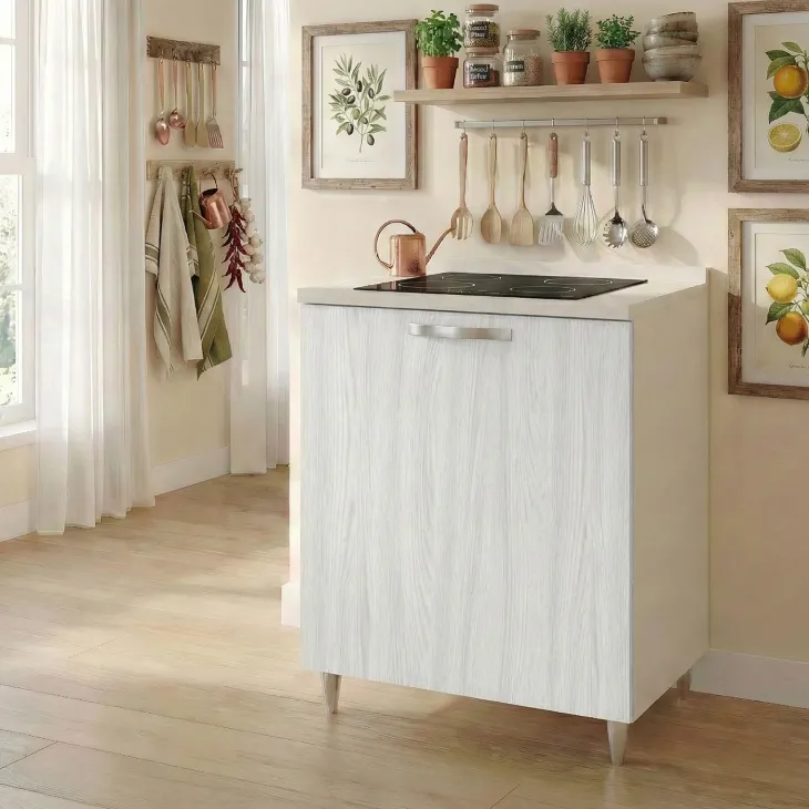 Mobile per piano cottura 60x86h cm bianco frassinato Talise