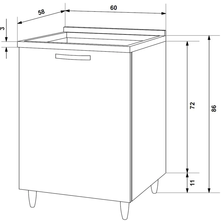 Mobile per piano cottura 60x86h cm rovere olmo Talise