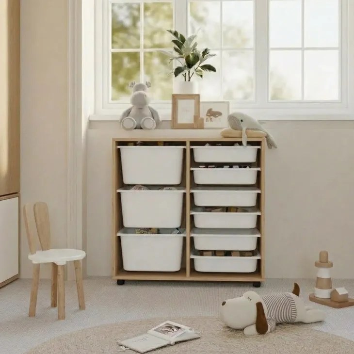 Mobile portagiochi 89x85h cm cassettiera multiuso rovere Fast Concordia