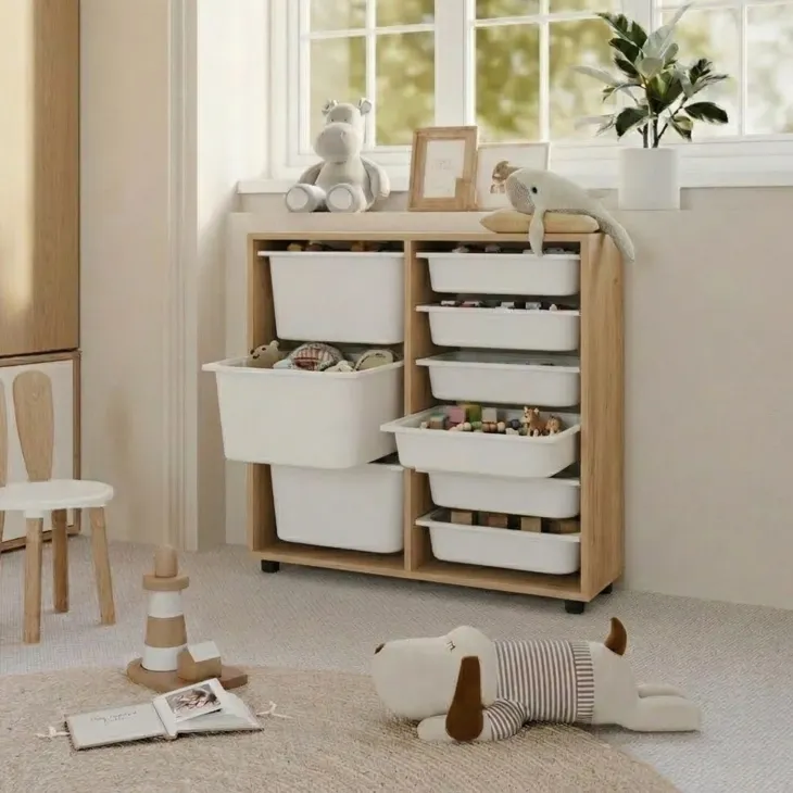 Mobile portagiochi 89x85h cm cassettiera multiuso rovere Fast Concordia