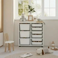 Mobile portagiochi 89x85h cm cassettiera multiuso bianco Fast Concordia