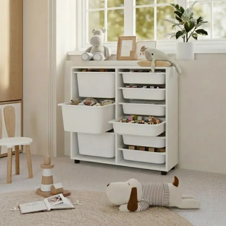 Mobile portagiochi 89x85h cm cassettiera multiuso bianco Fast Concordia
