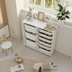 Mobile portagiochi 89x85h cm cassettiera multiuso bianco Fast Concordia