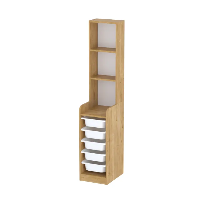 Mobile portagiochi 35x178h cm 3 scaffali e cassettiera rovere Fast Concordia