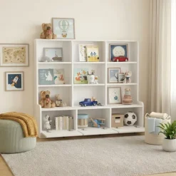 Mobile portagiochi 133x115h cm 9 scaffali 3 ante bianco Toy
