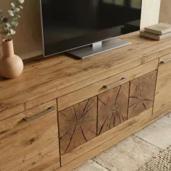 Mobile porta TV credenza 178x62h cm 3 ante legno massello rovere Ebania