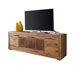 Mobile porta TV credenza 178x62h cm 3 ante legno massello rovere Ebania