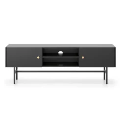Mobile porta TV moderno 155x52h cm 2 ante nero Eterna