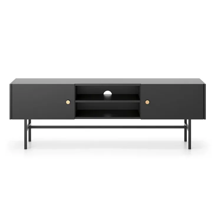 Mobile porta TV moderno 155x52h cm 2 ante nero Eterna