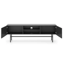 Mobile porta TV moderno 155x52h cm 2 ante nero Eterna
