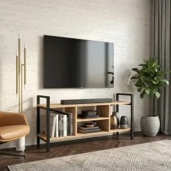 Mobile porta tv moderno 120x61h cm industrial metallo rovere rustico Loft