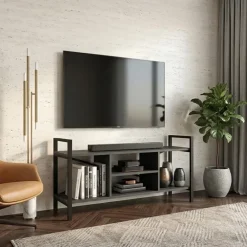 Mobile porta tv moderno 120x61h cm industrial metallo antracite Loft