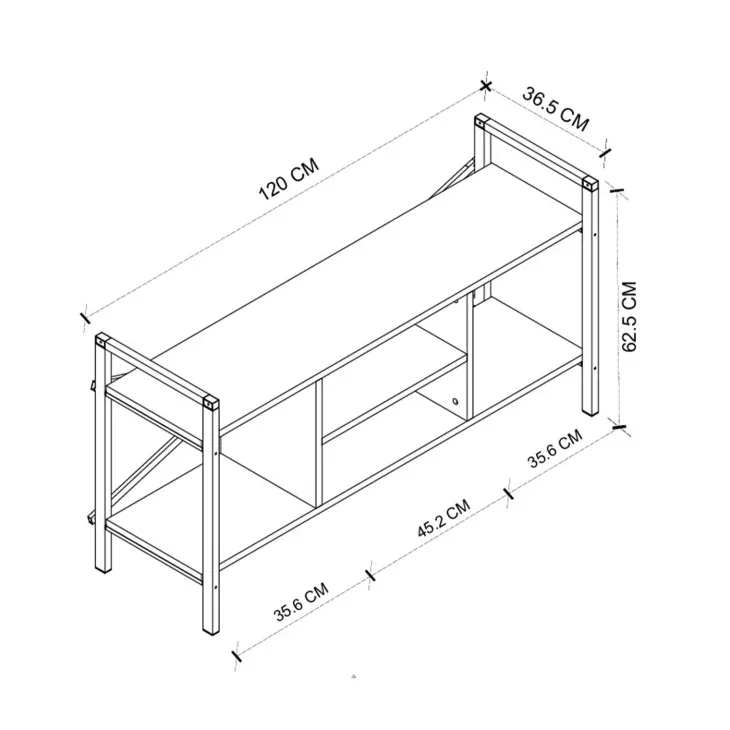 Mobile porta tv moderno 120x61h cm industrial metallo antracite Loft