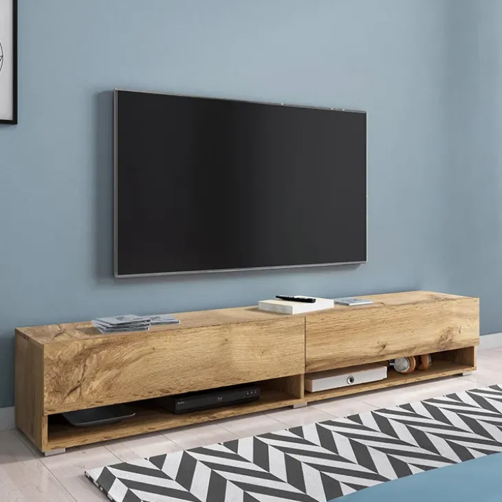 Mobile porta TV sospeso 180x30h cm 2 ante rovere Gregoria