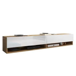 Mobile porta TV sospeso 180x30h cm 2 ante rovere bianco Gregoria