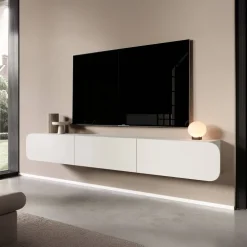 Mobile porta TV sospeso 240x34h cm 3 ante beige cashmere Volia