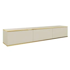 Mobile porta TV sospeso 175x3h 0cm 3 ante moderno beige oro Linus