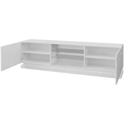 Mobile porta tv sospeso 200x57h cm 2 ante 2 vani a giorno bianco lucido Bianca