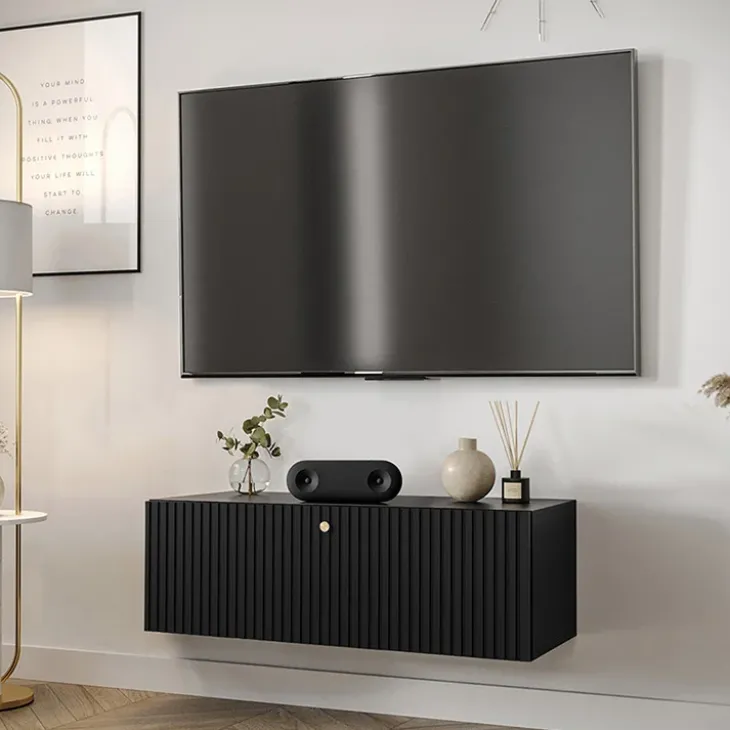 Mobile porta TV sospeso 100x34h cm 1 anta nero Kiruna