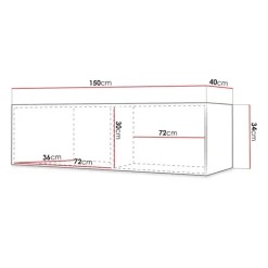 Mobile porta TV sospeso 150x34h cm 1 anta bianco Kiruna 4