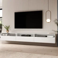 Mobile porta TV sospeso 270x42h cm bianco Emotion Gihome®