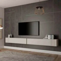 Mobile porta TV sospeso 300x30h cm beige cashmere Bellagio 5