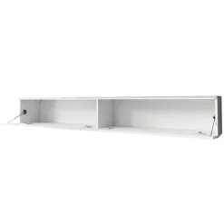 Mobile porta TV sospeso 180x30h cm con LED design bianco lucido Silvia