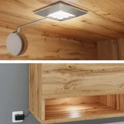 Mobile porta TV sospeso 180x30h cm con LED rovere nero Gregoria
