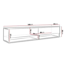 Mobile porta TV sospeso 180x30h cm con LED rovere nero Gregoria