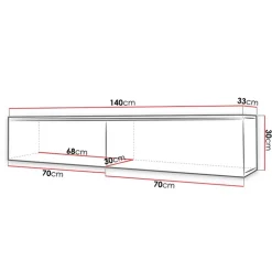 Mobile porta TV sospeso 140x30h cm con LED rovere bianco lucido Silvia