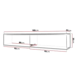 Mobile porta TV sospeso 180x30h cm con LED design rovere Silvia