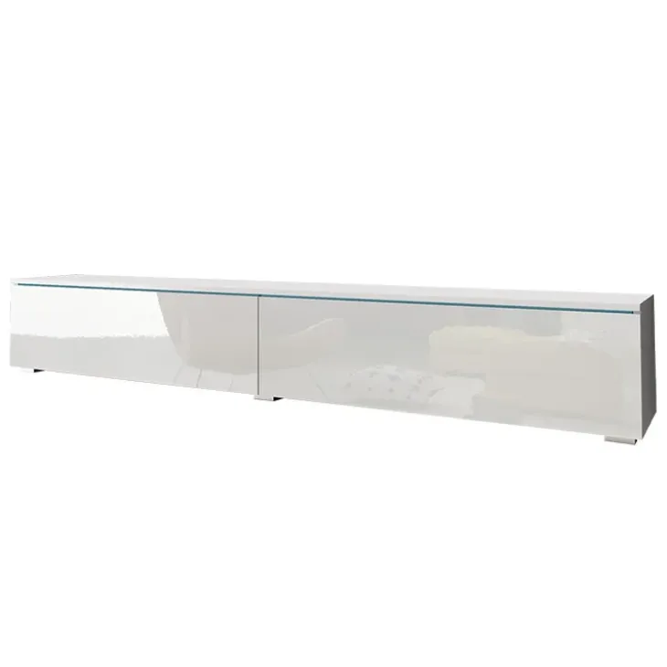 Mobile porta TV sospeso 180x30h cm design bianco lucido 2 ante Silvia