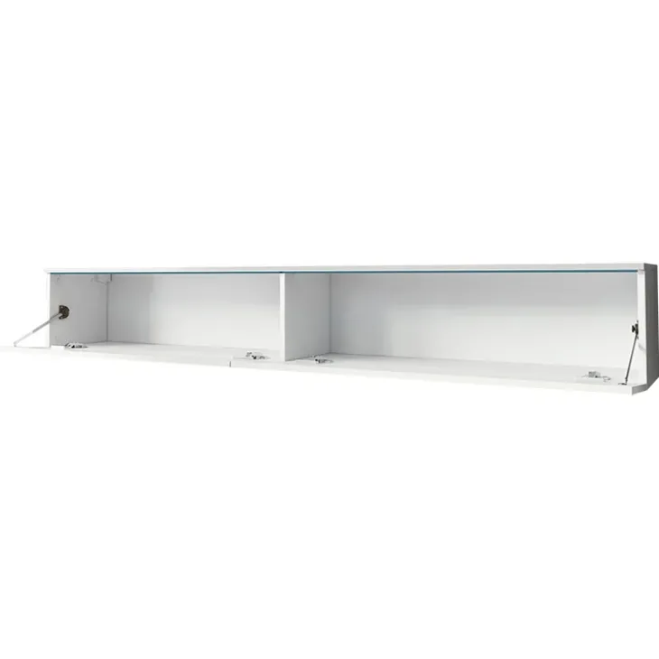 Mobile porta TV sospeso 180x30h cm design bianco lucido 2 ante Silvia