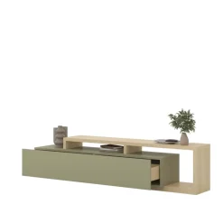 Mobile porta tv 219x52cm moderno soggiorno verde salvia rovere Megan Gihome®