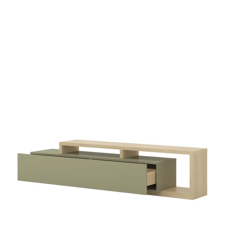 Mobile porta tv 219x52cm moderno soggiorno verde salvia rovere Megan Gihome®