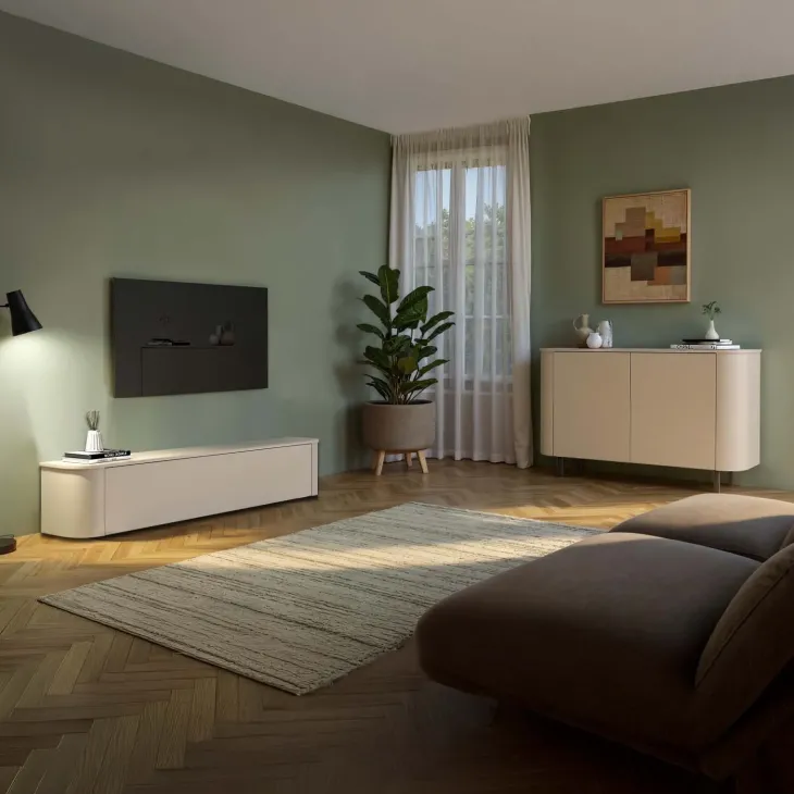 Mobile porta TV 180x37h cm 1 anta a ribalta beige cashmere Lucrezia