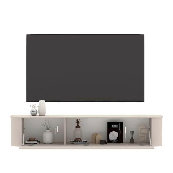 Mobile porta TV 180x37h cm 1 anta a ribalta beige cashmere Lucrezia