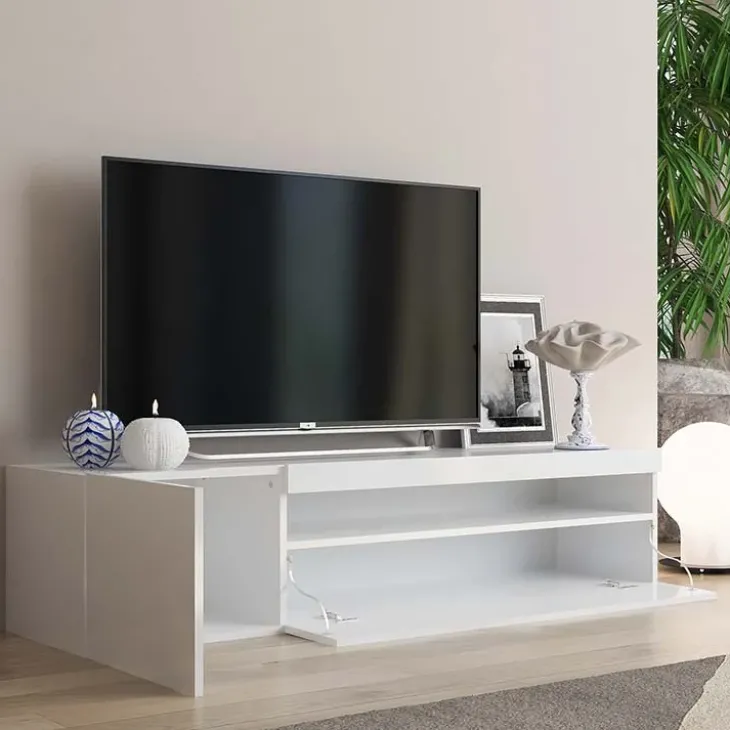 Mobile porta TV 155x37h cm 1 anta bianco lucido Light Small Gihome®