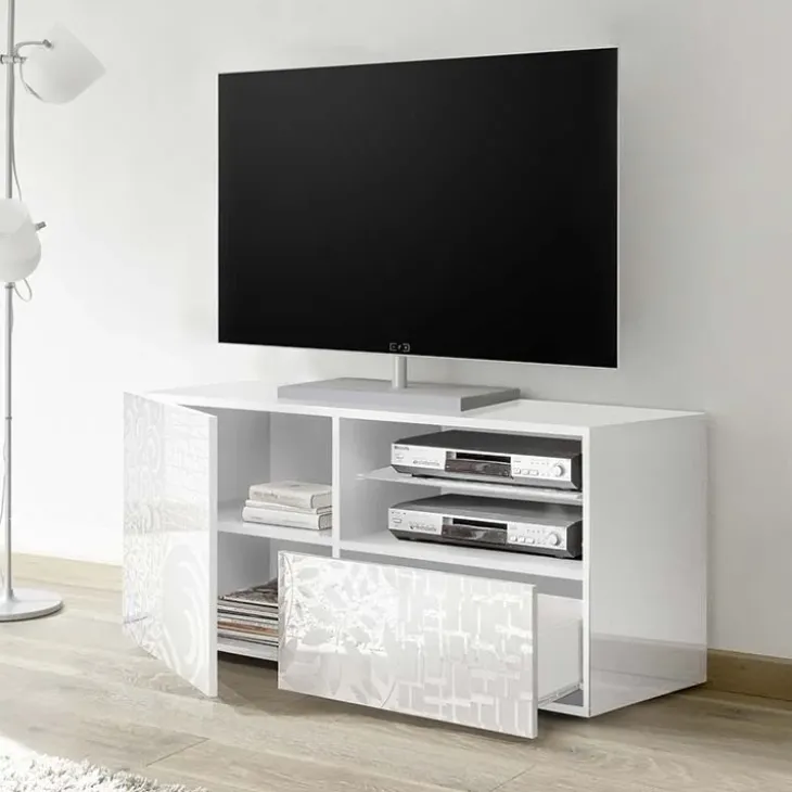 Mobile porta TV 122x57h cm 1 anta 1 cassetto bianco Paradise