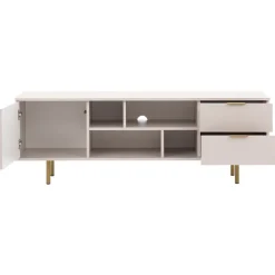 Mobile porta tv 150x52h cm 1 anta 2 cassetti cannettato moderno beige Vanessa