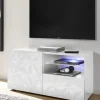 Mobile porta TV 122x57h cm1 anta 1 cassetto bianco lucido con serigrafia Marvis