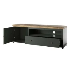 Mobile porta TV 181x61h cm 1 anta 1 cassetto moderno verde scuro quercia Texel