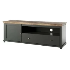 Mobile porta TV 181x61h cm 1 anta 1 cassetto moderno verde scuro quercia Texel