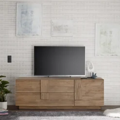 Mobile porta TV 182x63h cm 1 anta 2 cassetti moderno rovere scuro Alvarez