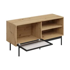 Mobile porta TV 117x60h cm 1 anta 2 vani a giorno rovere nero Herning