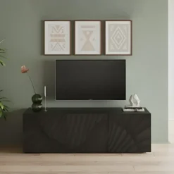 Mobile porta TV 181x69h cm 3 ante antracite frontali serigrafati Seira