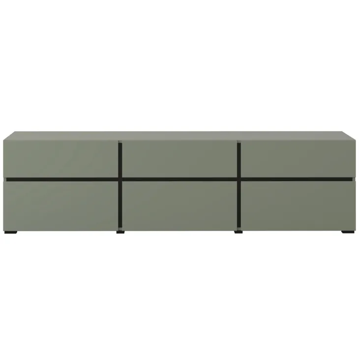 Mobile porta TV 180x48h cm 3 ante a ribalta 3 cassetti verde nero Lolla