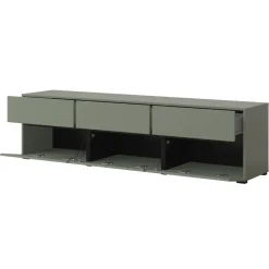 Mobile porta TV 180x48h cm 3 ante a ribalta 3 cassetti verde nero Lolla