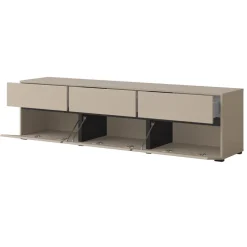 Mobile porta TV 180x48h cm 3 ante a ribalta 3 cassetti tortora nero Lolla