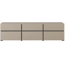 Mobile porta TV 180x48h cm 3 ante a ribalta 3 cassetti tortora nero Lolla